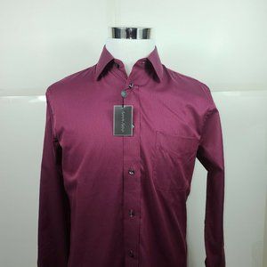 NWT Kenneth Roberts Platinum 80s 2‑Ply Dress Shirt Sz 15.5  -  34/35 Maroon